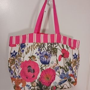Esta Lauder floral tote bag, color pink and white, 100% cotton very clean